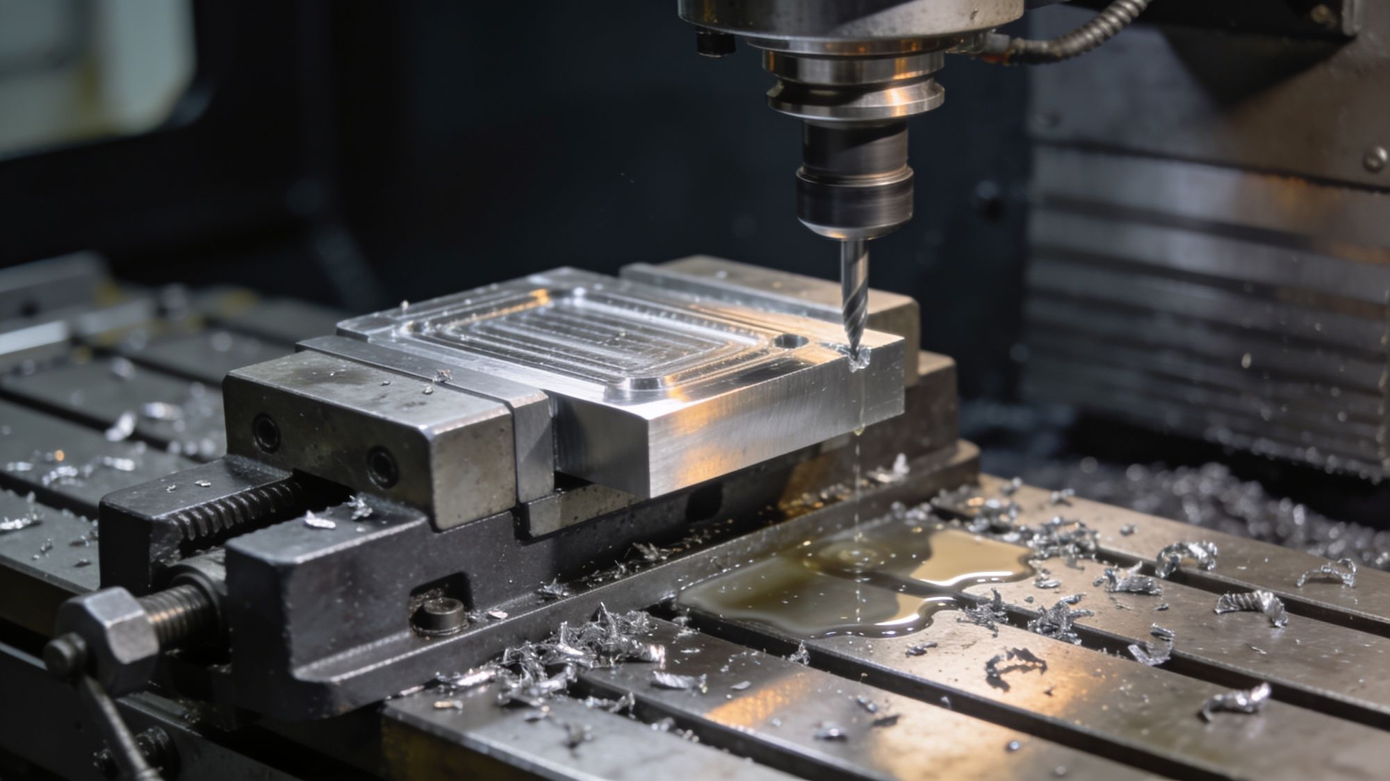 Werkstück in der Aufspannung auf einer CNC-Maschine